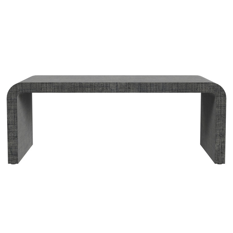 Gray Rectangular Wood Outdoor Coffee Table with Waterfall Edge