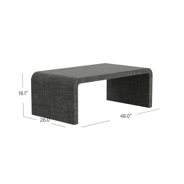 Gray Rectangular Wood Outdoor Coffee Table with Waterfall Edge