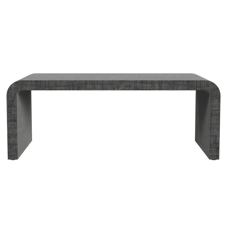 Gray Rectangular Wood Outdoor Coffee Table with Waterfall Edge