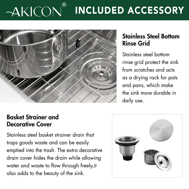 32" Stainless Steel Undermount Single Bowl Kitchen Sink