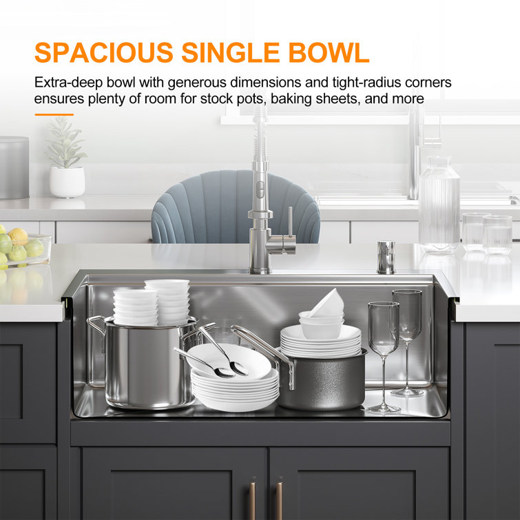 Gideon 33'' Stainless Steel Drop-In Kitchen Sink with Workstation