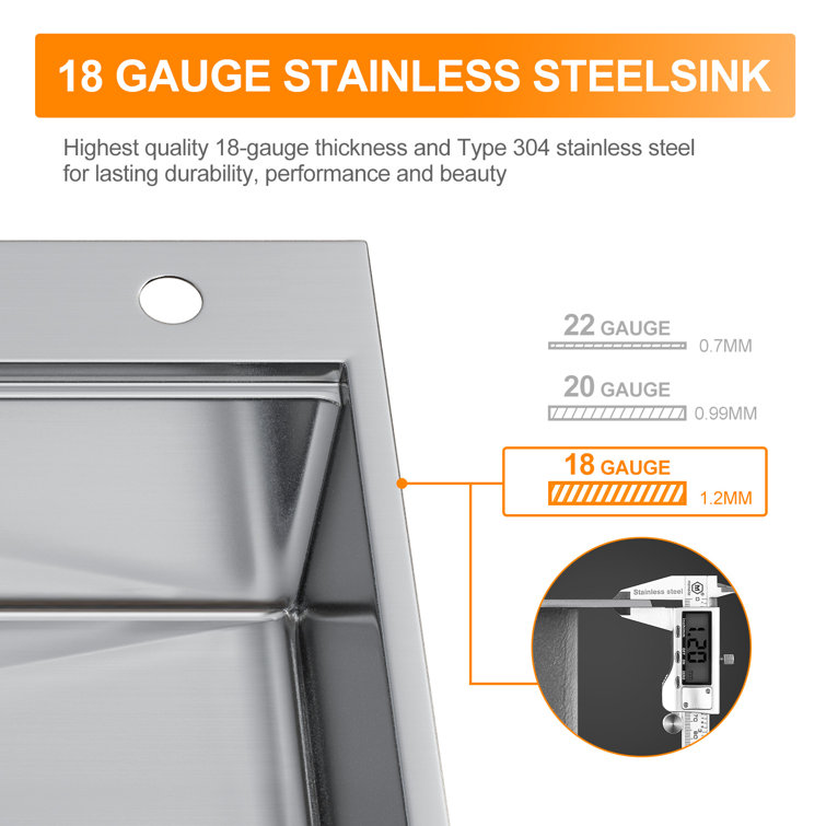Gideon 33'' Stainless Steel Drop-In Kitchen Sink with Workstation