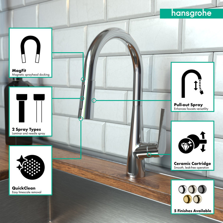 Chrome Brass Pull-Down Single Handle Kitchen Faucet