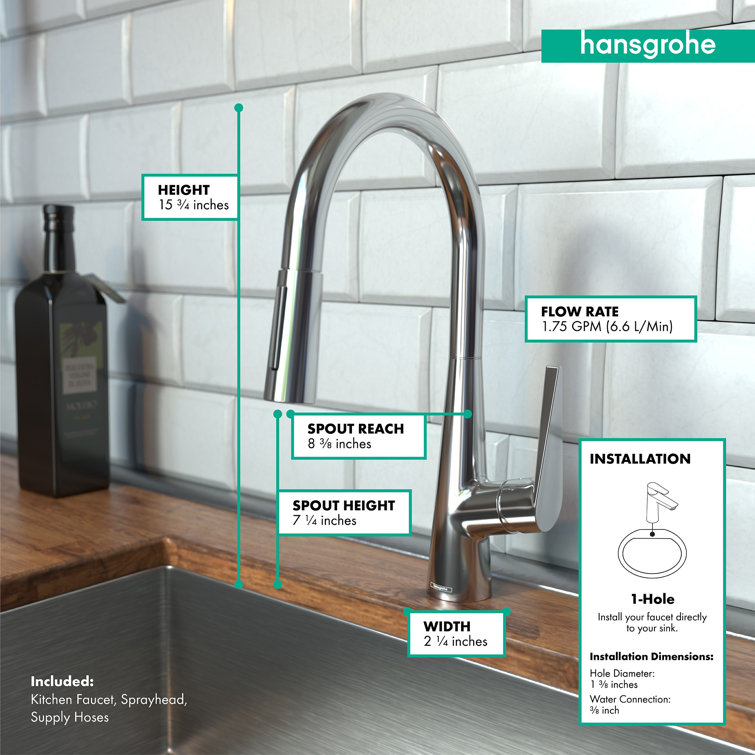 Chrome Brass Pull-Down Single Handle Kitchen Faucet