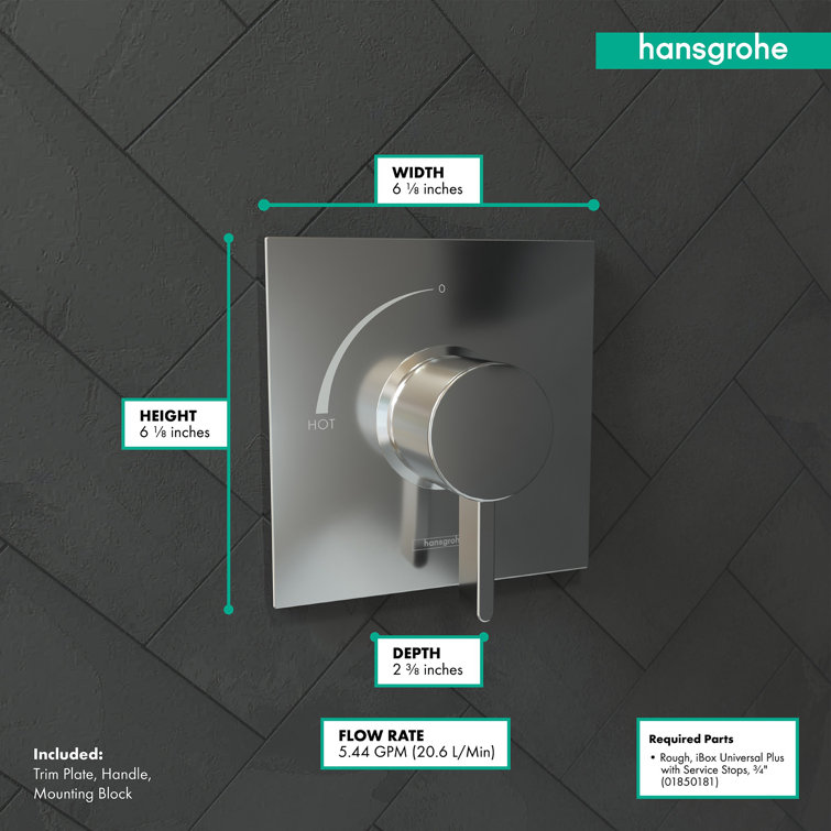 Modern Ecostat Square Black Pressure Balance Shower Valve Trim