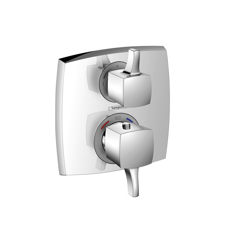 Chrome Wall-Mounted Thermostatic Shower Valve with Lever Handles