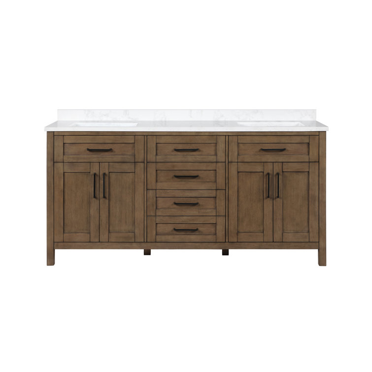 Almond Latte 72" Double Sink Freestanding Bathroom Vanity