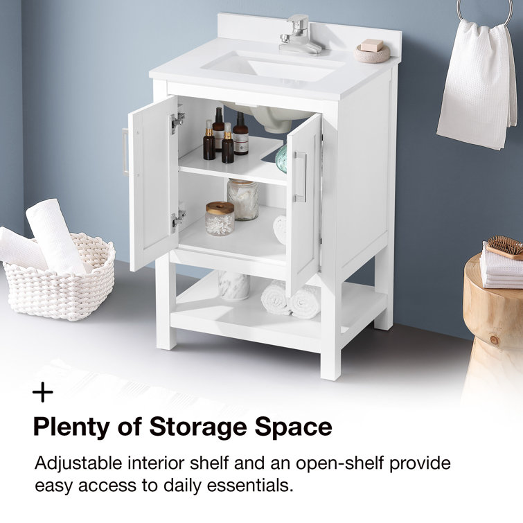 Vegas 24" Pure White Freestanding Bathroom Vanity with Sink