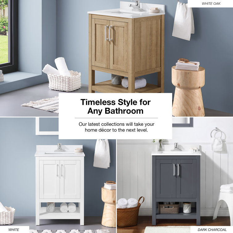 Vegas 24" Pure White Freestanding Bathroom Vanity with Sink