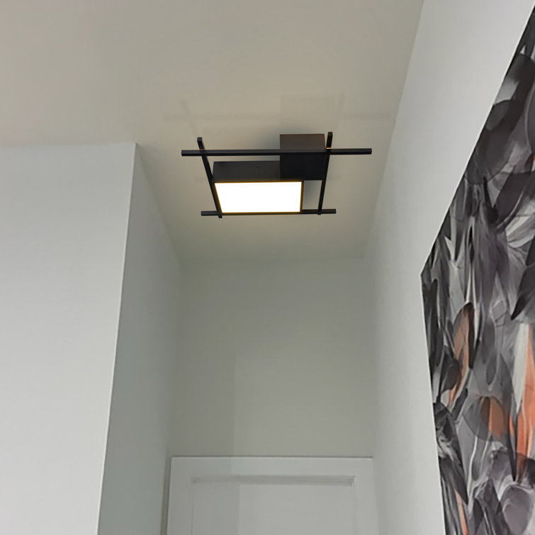 Radium 19" Black Aluminum LED Geometric Flush Ceiling Light