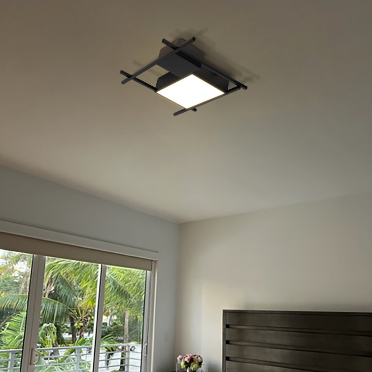 Radium 19" Black Aluminum LED Geometric Flush Ceiling Light