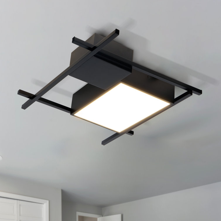 Radium 19" Black Aluminum LED Geometric Flush Ceiling Light