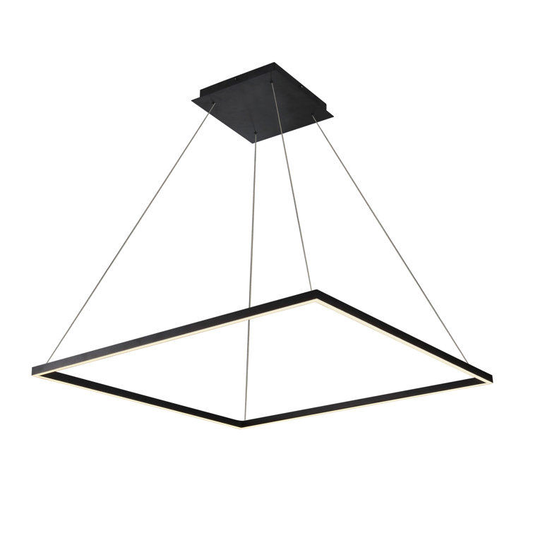 Black Square LED Chandelier with Adjustable Height