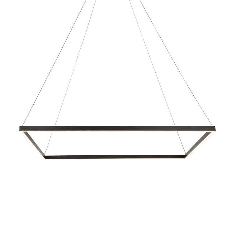 Black Square LED Chandelier with Adjustable Height