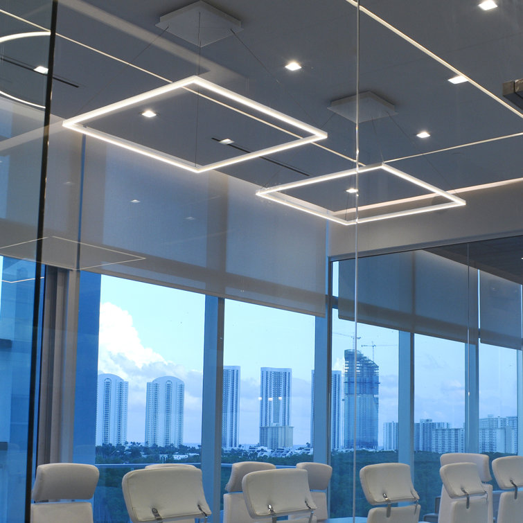 Atria 39.5" Silver LED Square Pendant Light