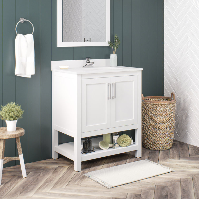 Vegas 30" White Wood Freestanding Single Sink Bathroom Vanity