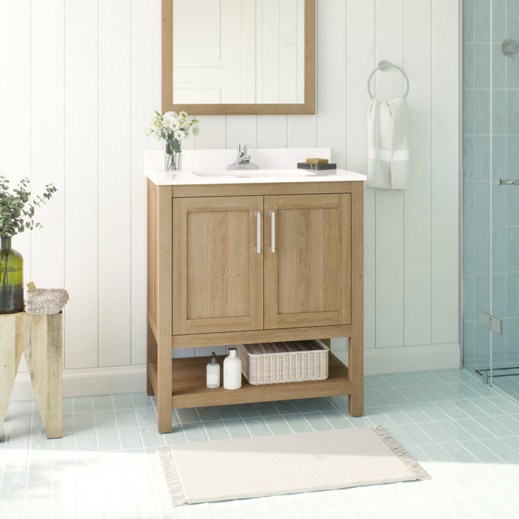 Vegas 30" White Oak Freestanding Bathroom Vanity with Ceramic Sink
