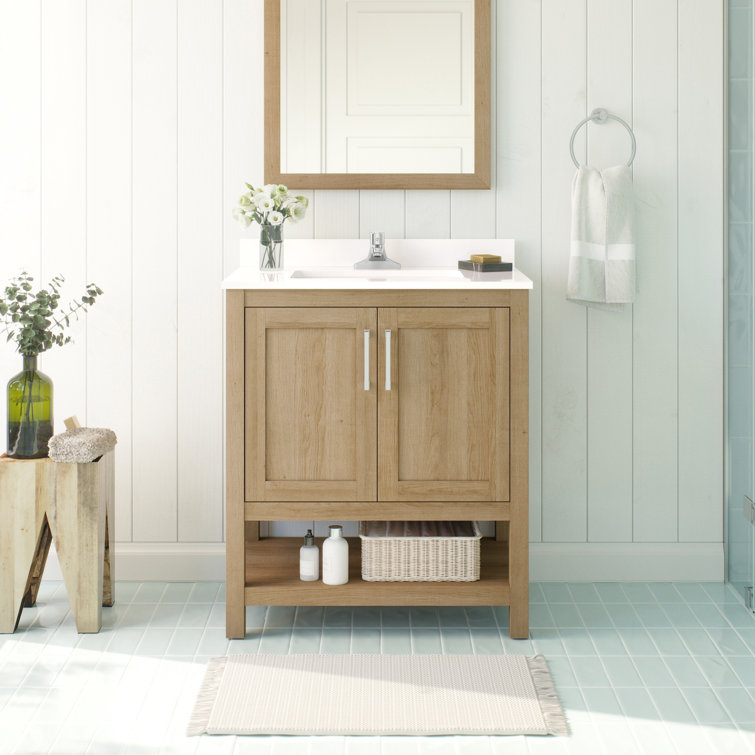 Vegas 30" White Oak Freestanding Bathroom Vanity with Ceramic Sink