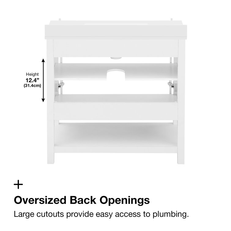 Vegas 36" Pure White Freestanding Bathroom Vanity with Marble Top