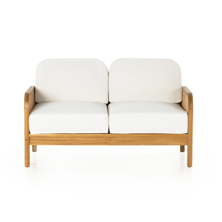 White Woven Teak and Metal Outdoor Accent Chair