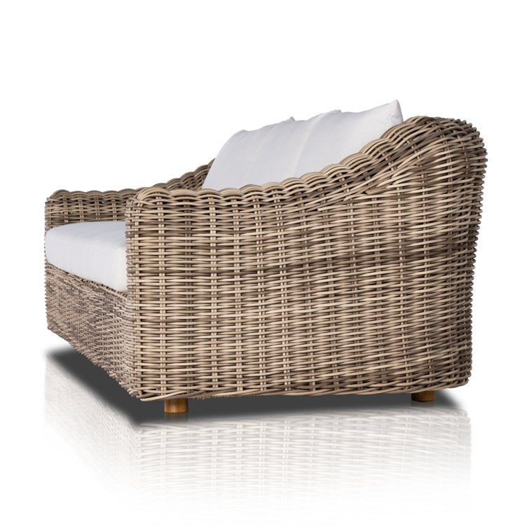 Messina Ivory and Natural Teak Woven Outdoor Sofa