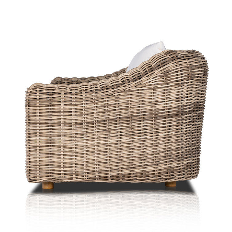 Messina Ivory and Natural Teak Woven Outdoor Sofa