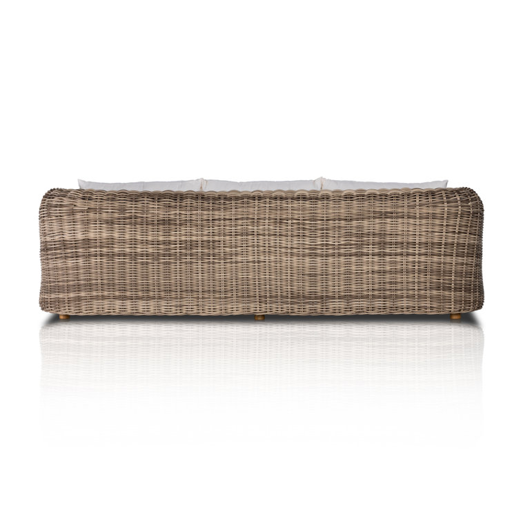 Messina Ivory and Natural Teak Woven Outdoor Sofa