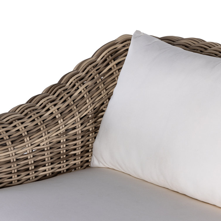 Messina Ivory and Natural Teak Woven Outdoor Sofa