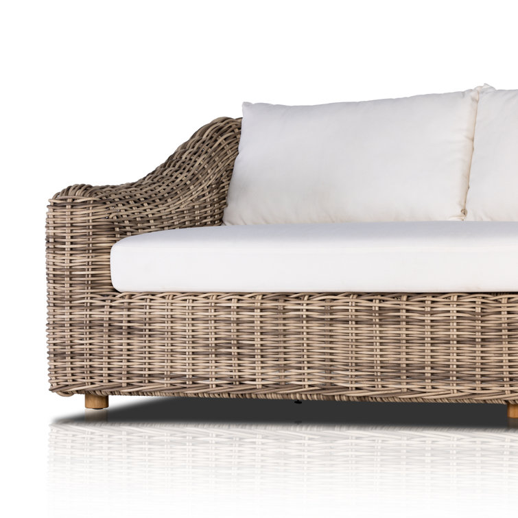 Messina Ivory and Natural Teak Woven Outdoor Sofa