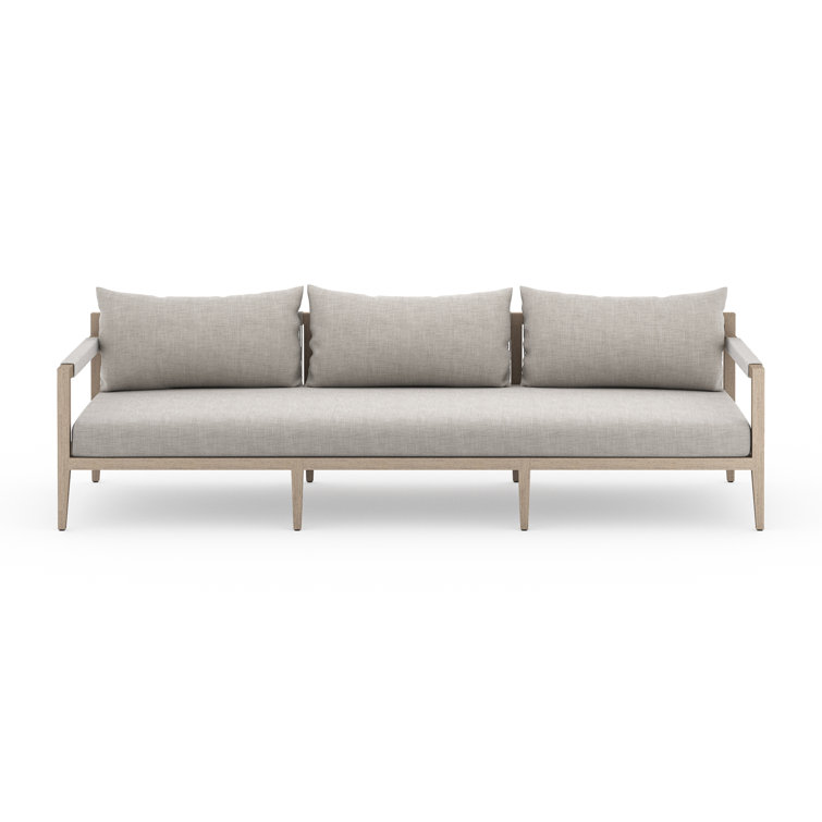 Sherwood 93" Gray Teak Outdoor 3-Seat Sofa