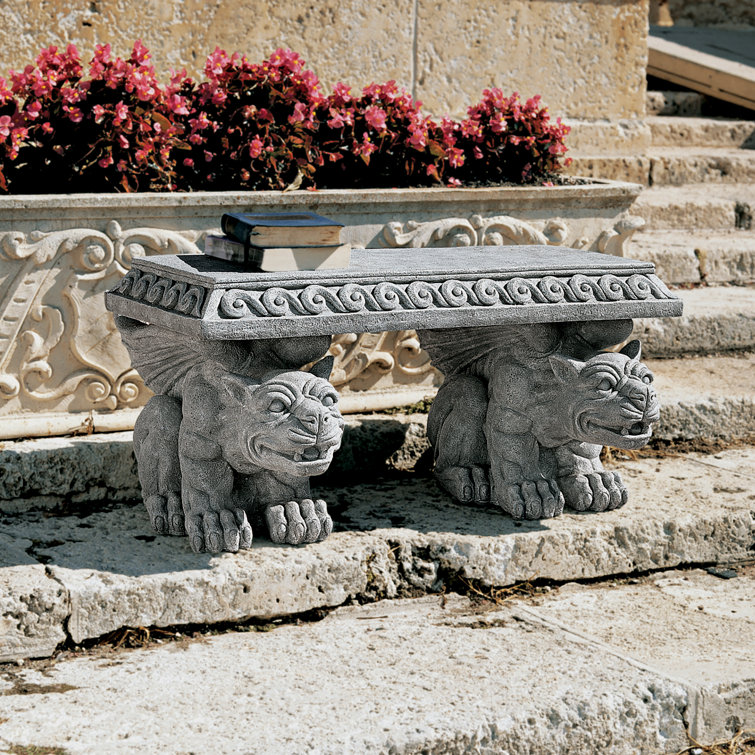 Blair Castle 31" Faux Stone Resin Gargoyle Bench