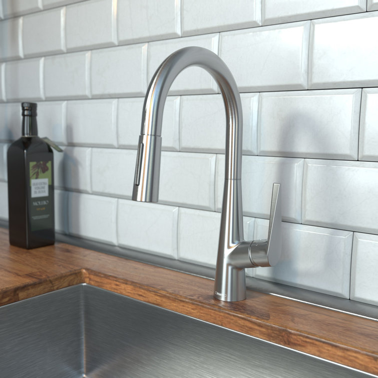 Stainless Steel Pull-Down Single Handle Kitchen Faucet with Magnetic Docking