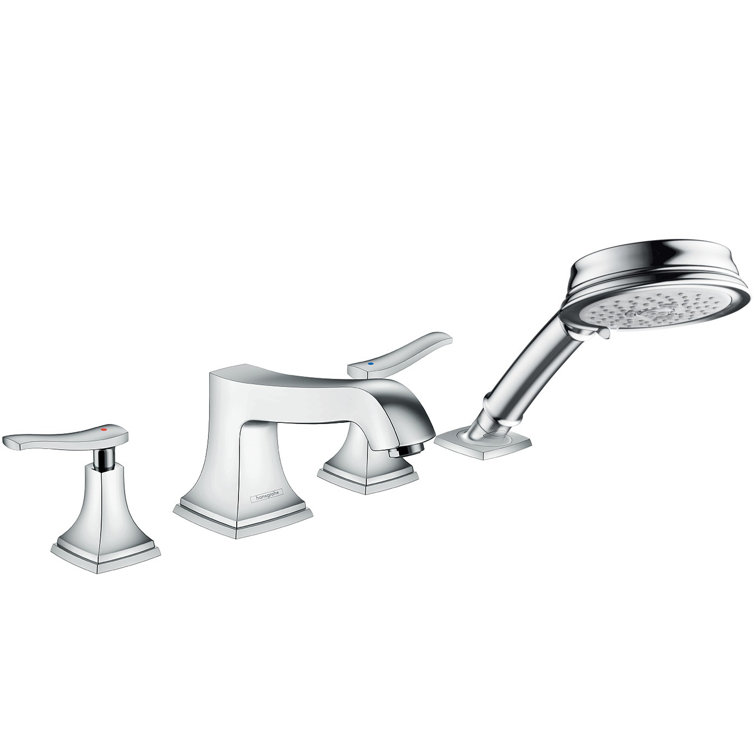 Chrome Brass Modern Widespread Deck Mounted Faucet Set