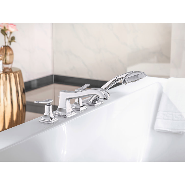 Chrome Brass Modern Widespread Deck Mounted Faucet Set