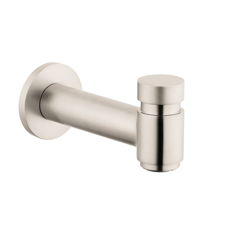 Modern Wall Mounted Tub Spout with Diverter in Brushed Nickel
