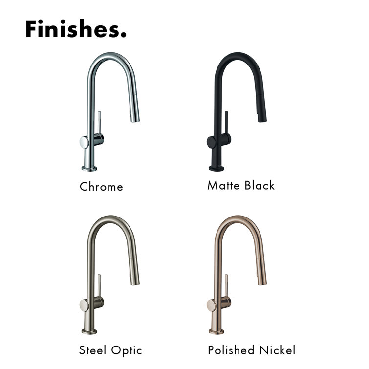 Talis N 15" Chrome Modern Pull-Down Kitchen Faucet with Spray