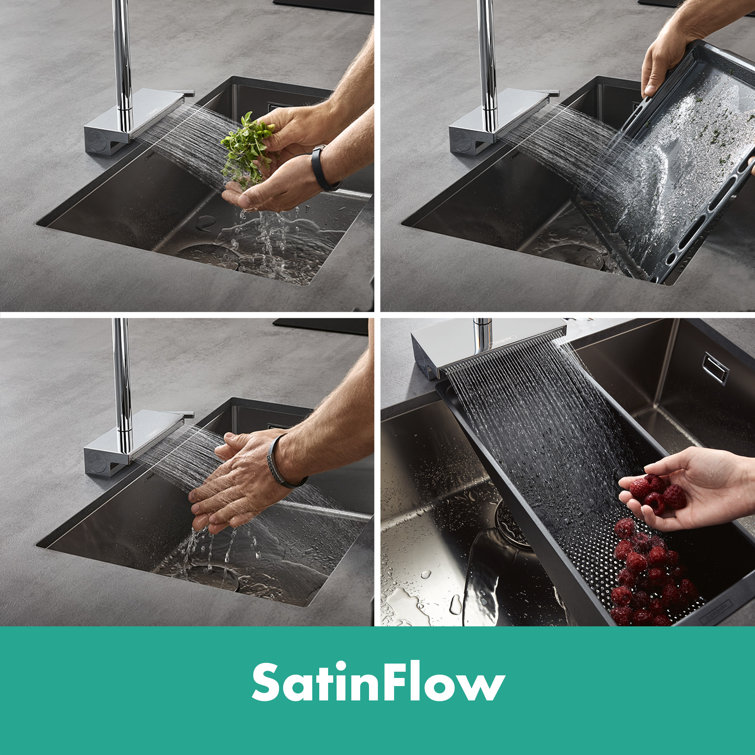 Modern Chrome Pull-Out Kitchen Faucet with Laminar and SatinFlow Spray