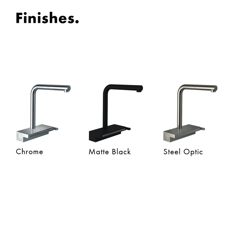 Modern Chrome Pull-Out Kitchen Faucet with Laminar and SatinFlow Spray