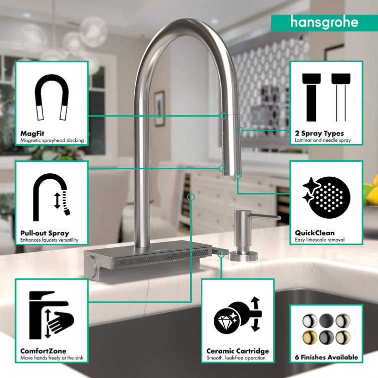 Stainless Steel Modern Pull-Down Kitchen Faucet with Spray