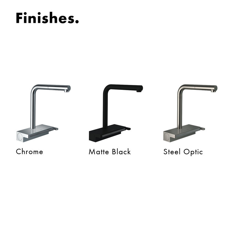 Transitional Nickel Pull-Out Kitchen Faucet with Laminar and SatinFlow Spray