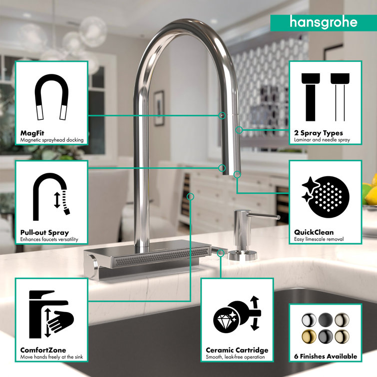 Chrome High Arc Single-Handle Pull-Down Kitchen Faucet