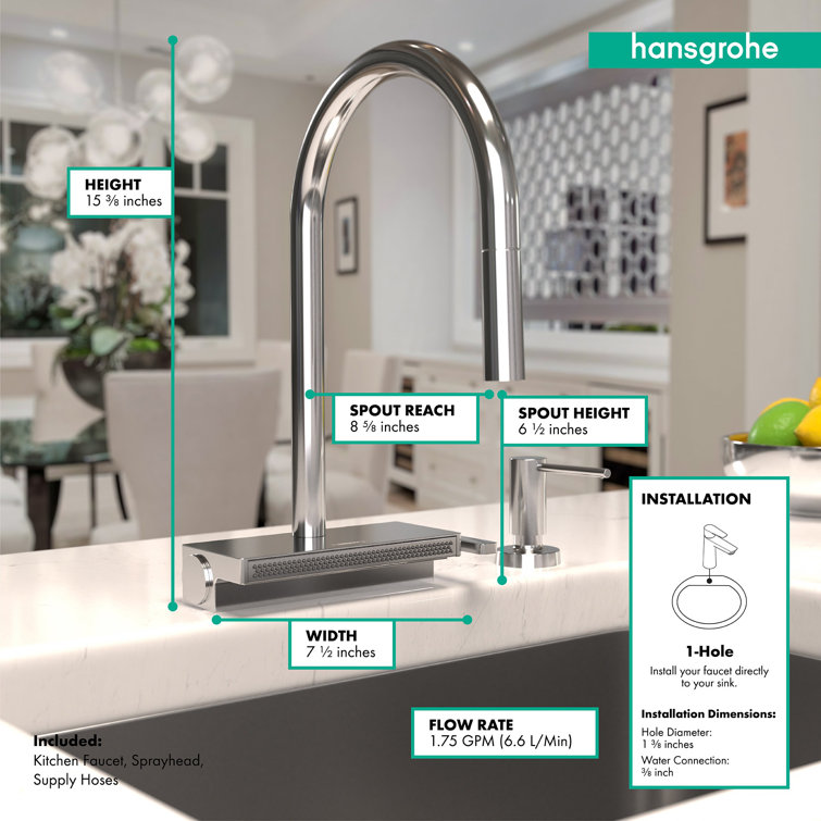 Chrome High Arc Single-Handle Pull-Down Kitchen Faucet