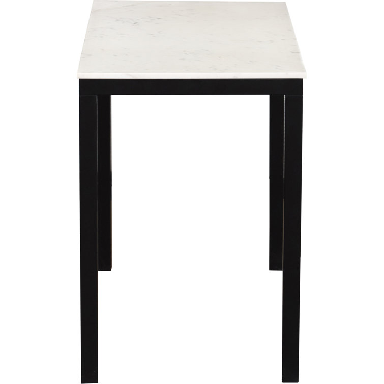 White Marble and Black Iron Compact Desk