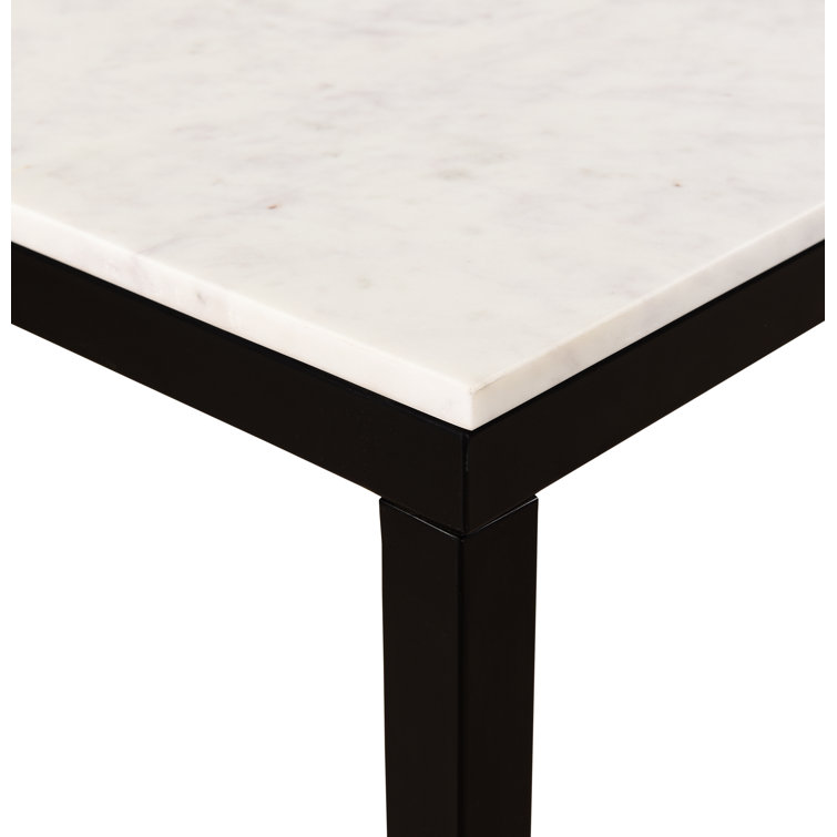 White Marble and Black Iron Compact Desk