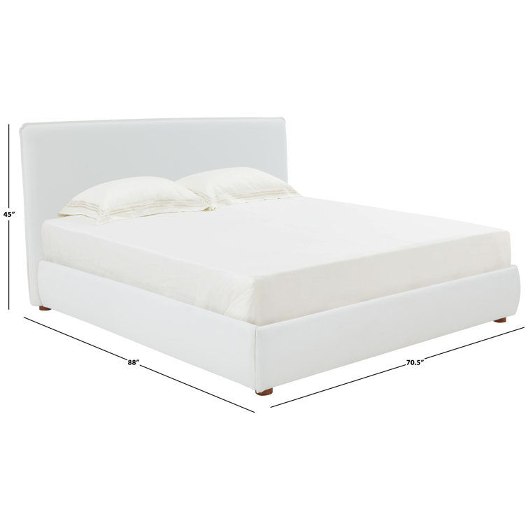 Ivory Boucle Upholstered Queen Bed with Birch Wood Legs