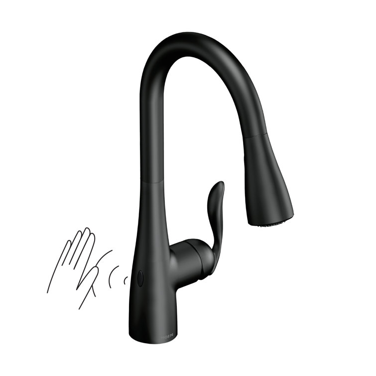 Matte Black Touchless Pull-Down Kitchen Faucet with Spray