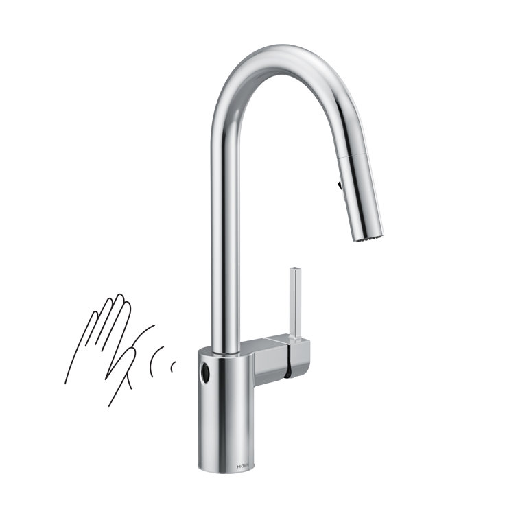 Chrome Modern Pull-Down Kitchen Faucet with Motion Sensor