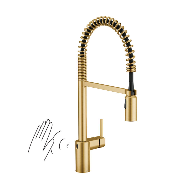 Brushed Gold Stainless Steel Spring Pulldown Kitchen Faucet