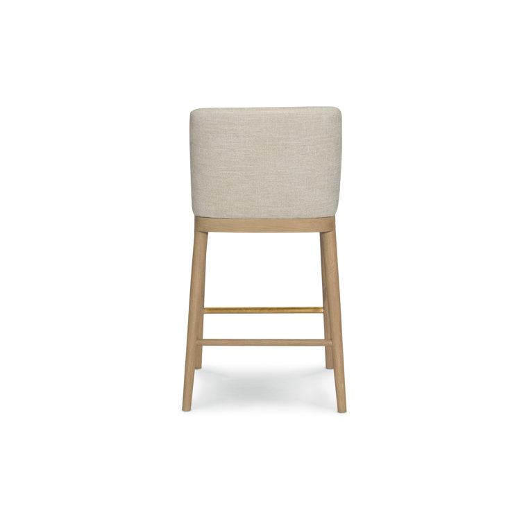 Menlo Beach Natural Brown Wood 27'' Counter Stool with Brass Kick Plate