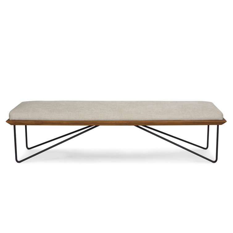 Maxwell Praline Beach Black Solid Teak Iron Hairpin Bench
